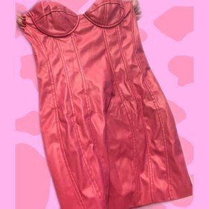 Dollskill faux leather body-con dress in pink